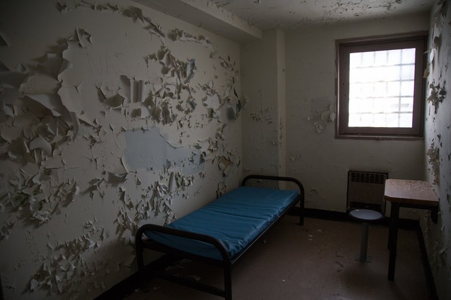 A cell at the old Spofford Juvenile Detention Center, which was built in 1957 in the Hunts Point section of the Bronx, eventually renamed Bridges Juvenile Center and closed in 2011. New York City plans to develop the site for new project with affordable housing. ANDREW LAMBERSON FOR THE WALL STREET JOURNAL