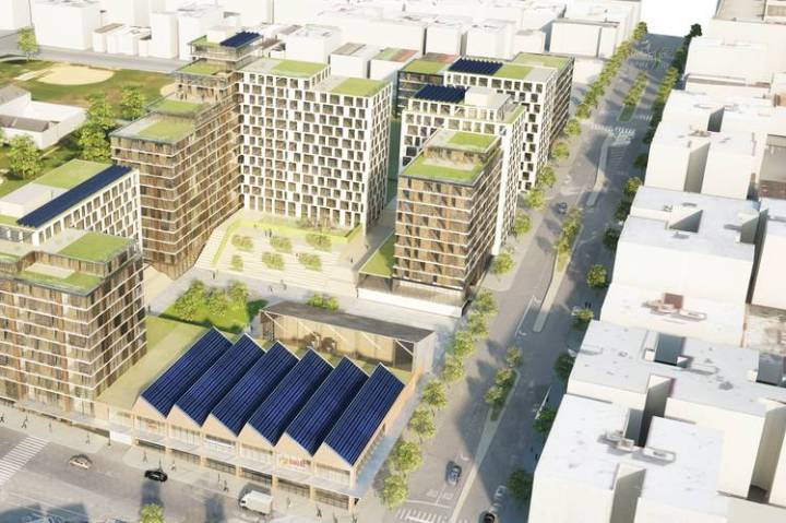 A rendering of the Peninsula, which proposes 740 units of affordable housing, 49,000 square feet of light industrial space and more. PHOTO: WXY ARCHITECTURE+ URBAN DESIGN